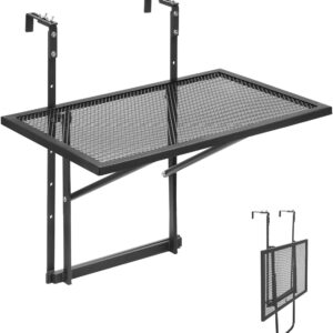 Folding Metal Balcony Railing Table, Five Adjustable Levels
