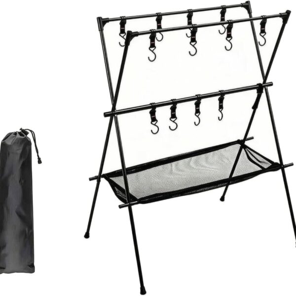 Aluminium Alloy Folding Storage Rack with Hanging Hooks