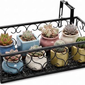 Black Metal Plant Holders for Indoor Outdoor Railings
