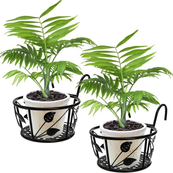 Two-Pack Metal Plant Holders for Railings and Balconies