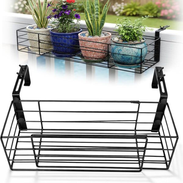 Adjustable Railing Hanging Planter Holder and Stand