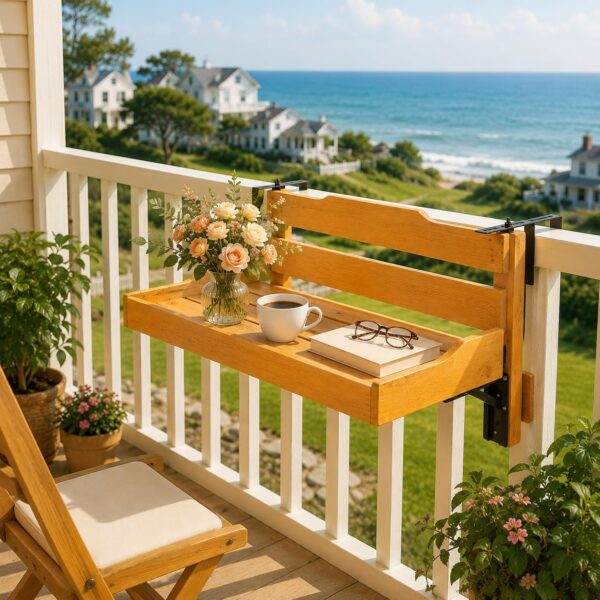 Wall-Mounted Folding Wooden Table for Balcony