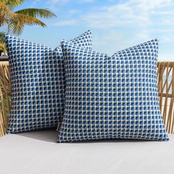Blue Outdoor Texture Throw Pillow Covers, Two-Pack